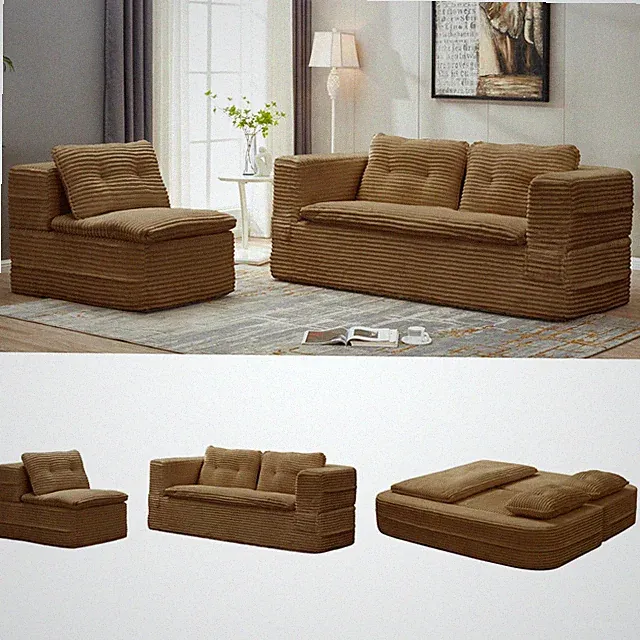 Multi Functional Sectional Sofa Bed with Independent Chaise Lounge and Functiona