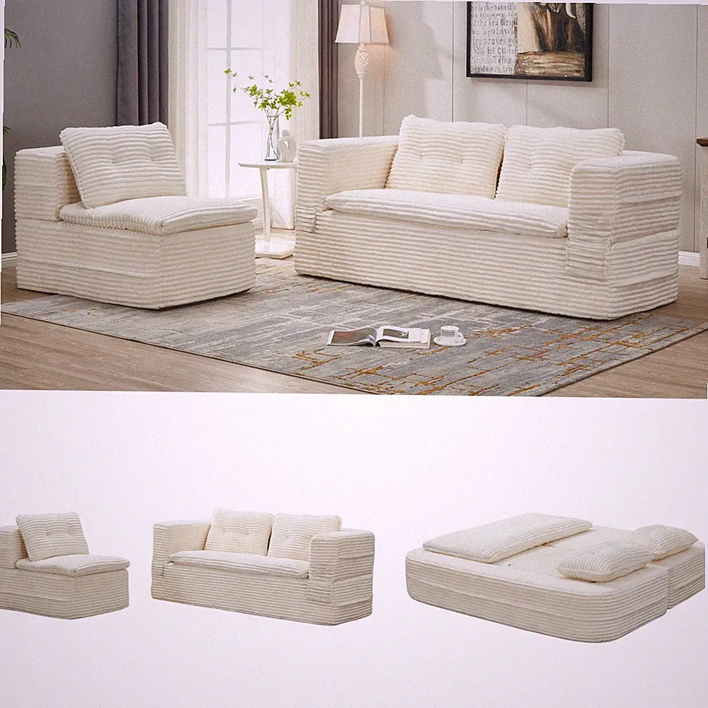 Multi Functional Sectional Sofa Bed with Independent Chaise Lounge and Functiona