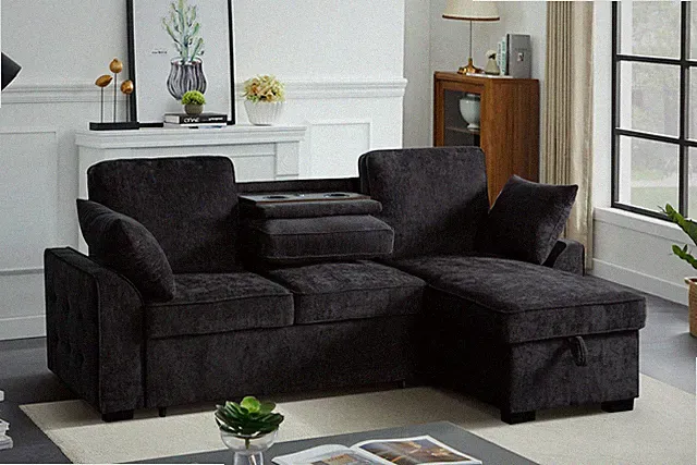Multi - Functional Sectional Sofa Ensemble Featuring a Removable Cup Holder Tray