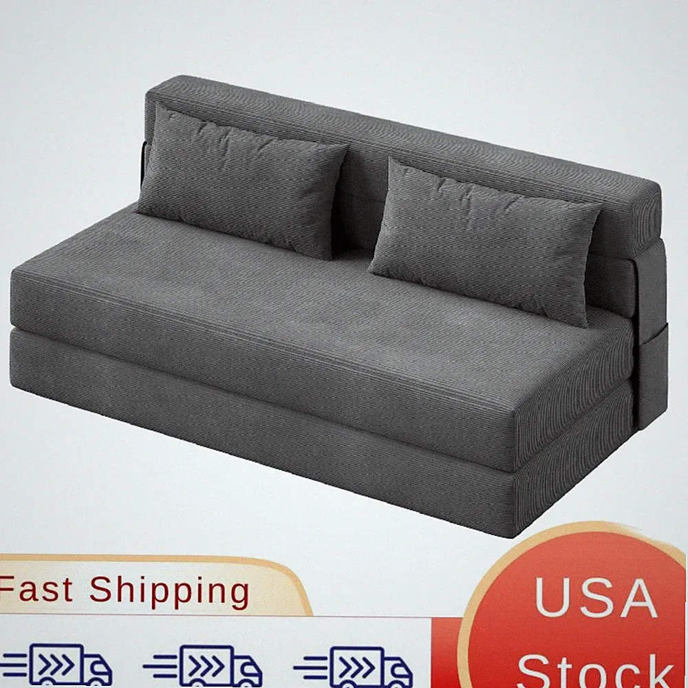Multi‑Purpose Furniture 4‑in‑1 Folding Sofa Bed, Dark‑Gray Fold‑Out Loveseat Sof