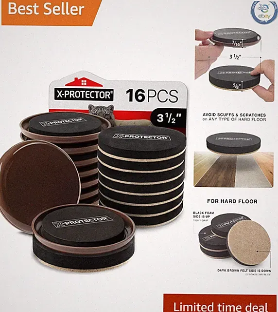 Multi Surface Furniture Sliders 16 PCS – Safely Move Heavy Items Without Damage