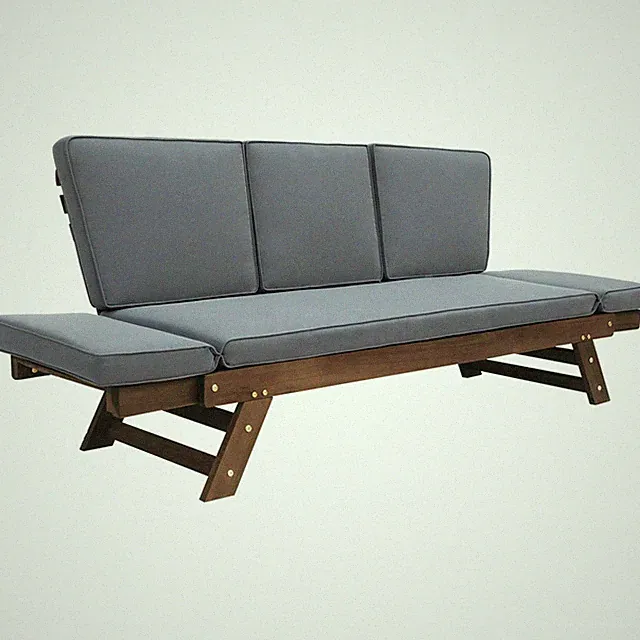 Multifunctional Patio Daybed with Expandable Frame, Gray Water-Resistant