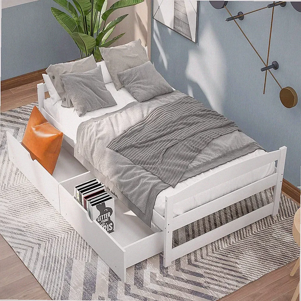Multifunctional Wood Daybed with Drawers Sofa Storage Bed with Headboard/Space S