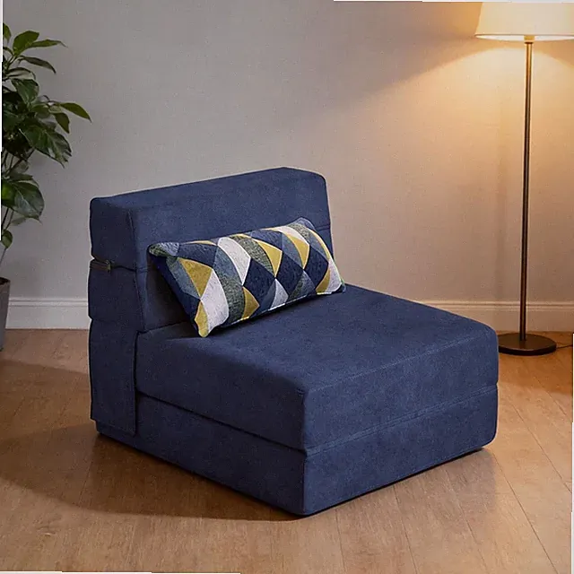 Multipurpose Folding Sleeper Chair Bed with Removable Cover - Dark Blue Edition