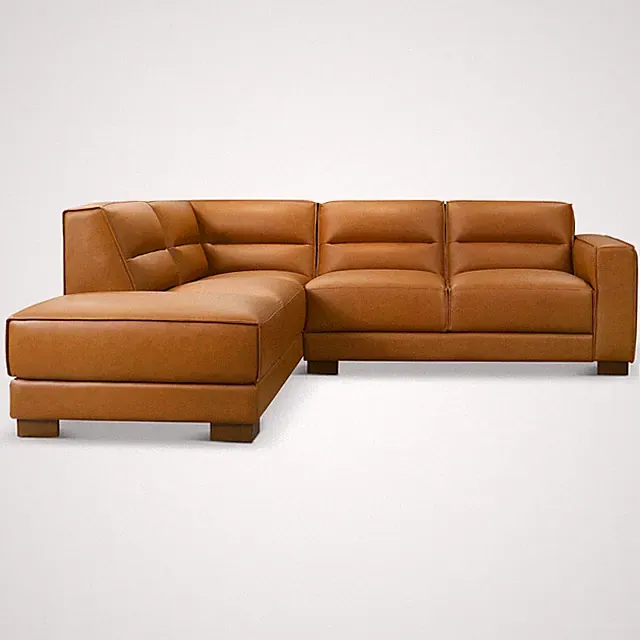 Muncie L-Shaped Sofa with Plush Cushions & Walnut Wood Legs