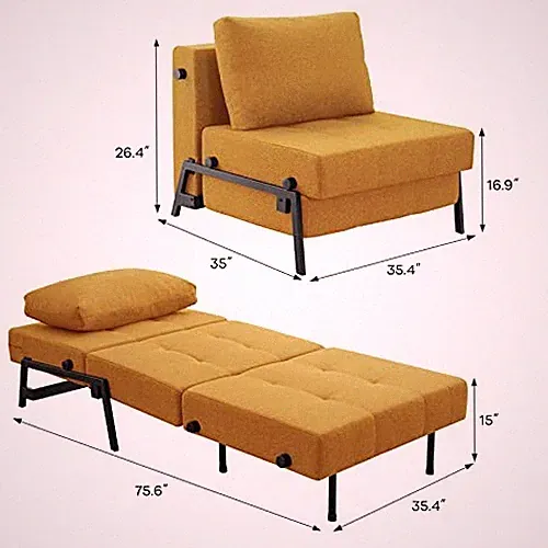 MUSTARD YELLOW - VONANDA MODERN SOFA FOLDING BED SLEEPER CONVERTIBLE CHAIR