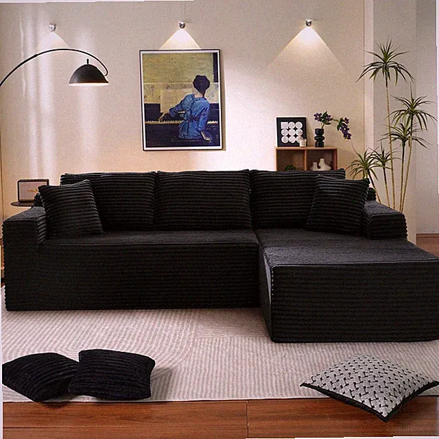 Muumblus Modular Sectional Sofa Oversized L Shape Cloud Couch Black Chaise