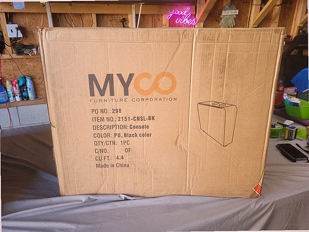 Myco Black Leather Sofa Wedge Console Theater Seating Cup Holder New In Box