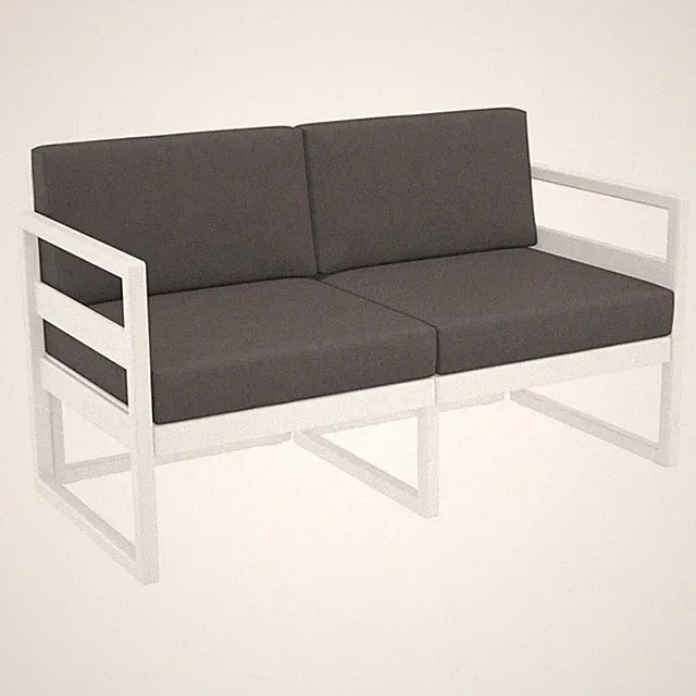 Mykonos Patio Loveseat White with Acrylic Fabric Charcoal Cushions