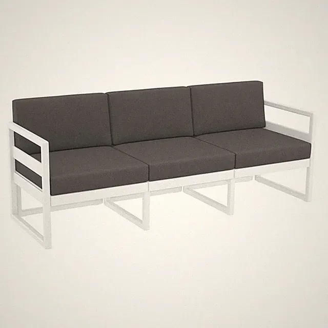 Mykonos Patio Sofa White with Acrylic Fabric Charcoal Cushions