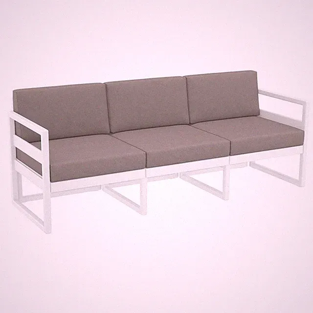 Mykonos Patio Sofa White with Acrylic Fabric Taupe Cushions