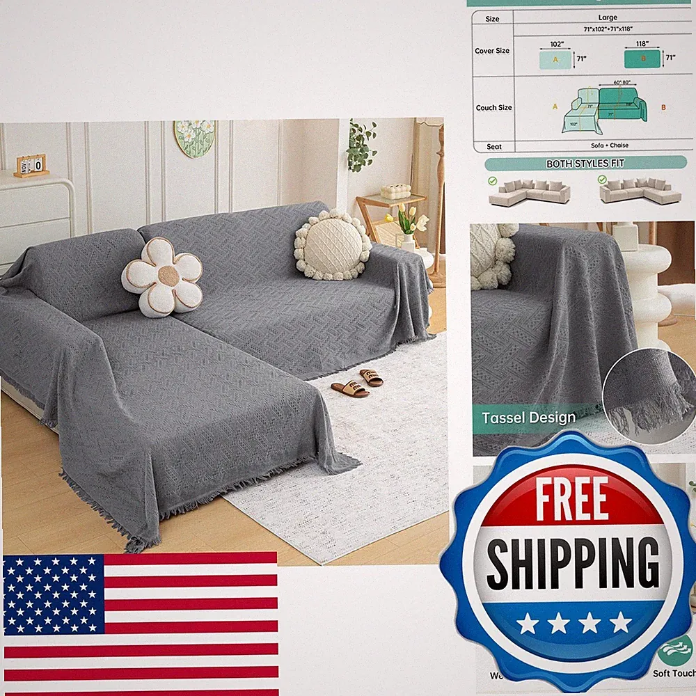 MYSKY HOME 2 Piece Couch Cover for L Shape Sectional Sofa 71"x118"+71"x118"