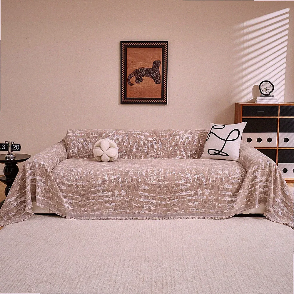 MYSKY HOME Chenille L-Shape Sectional 3-Cushion Couch Cover Pet/Kid Friendly