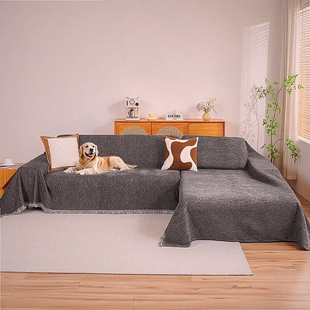 MYSKY HOME Couch Cover for Sectional Sofa, 2 Pieces Couch Covers for L Shape Sof