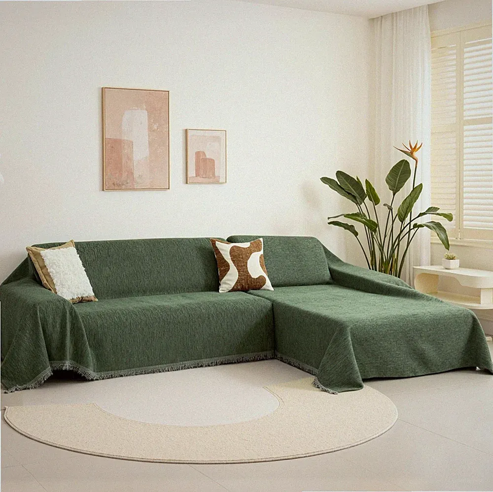 MYSKY HOME Couch Cover for Sectional Sofa, 2 Pieces Couch Covers for L Shaped...