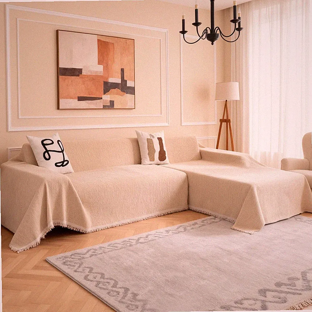 MYSKY HOME L-Shaped Sectional Couch Covers, L Shaped Couch Cover, 2 Pieces Washa
