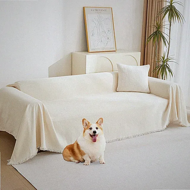MYSKY HOME Loveseat Cover Beige Couch Cover Sectional Couch Covers for 2 Cushion
