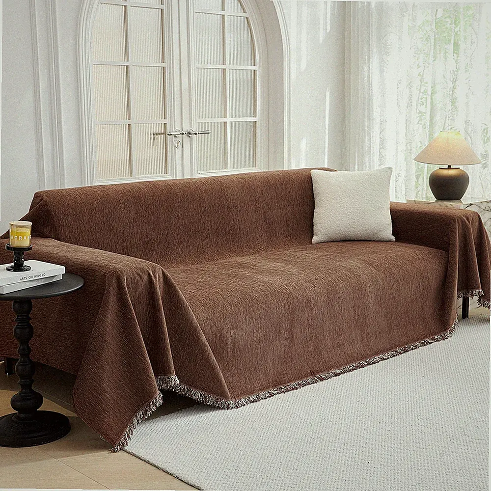 MYSKY HOME Sectional Couch Cover 91x118 Chocolate Non Slip Pet Sofa