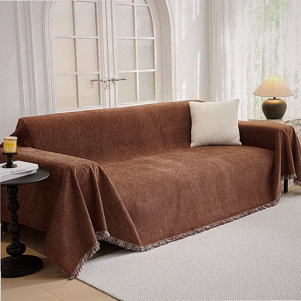 MYSKY HOME Sectional Sofa Cover 91x134 Washable 3 Cushion Chocolate