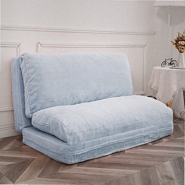 N&V Folding Mattress Sofa, Foam Filler Sofa Bed, Beanbag Floor Bed Sofa Gray