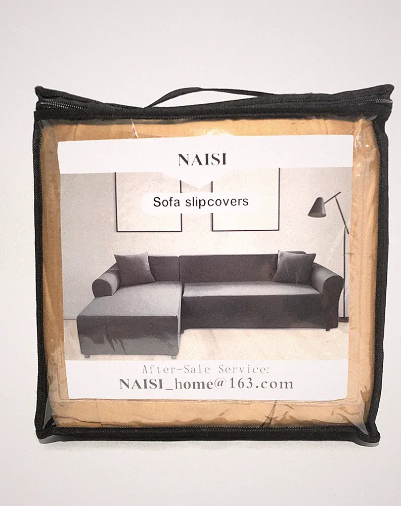 NAISI Sectional Couch Cover L Shape 2 Pieces Sofa Slipcovers-Mustard Brown.