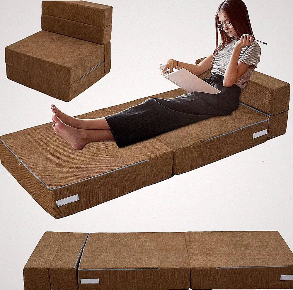 NAIZEA Tri-fold Sofa Bed for Kids Foldable Futon Mattress Chair Floor Couch XXL