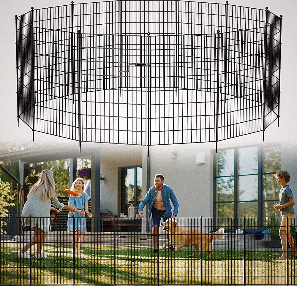 NAIZEA Garden Fence with Gate 7 Panels 13 Panels Animal Barrier No Dig Pet Fence