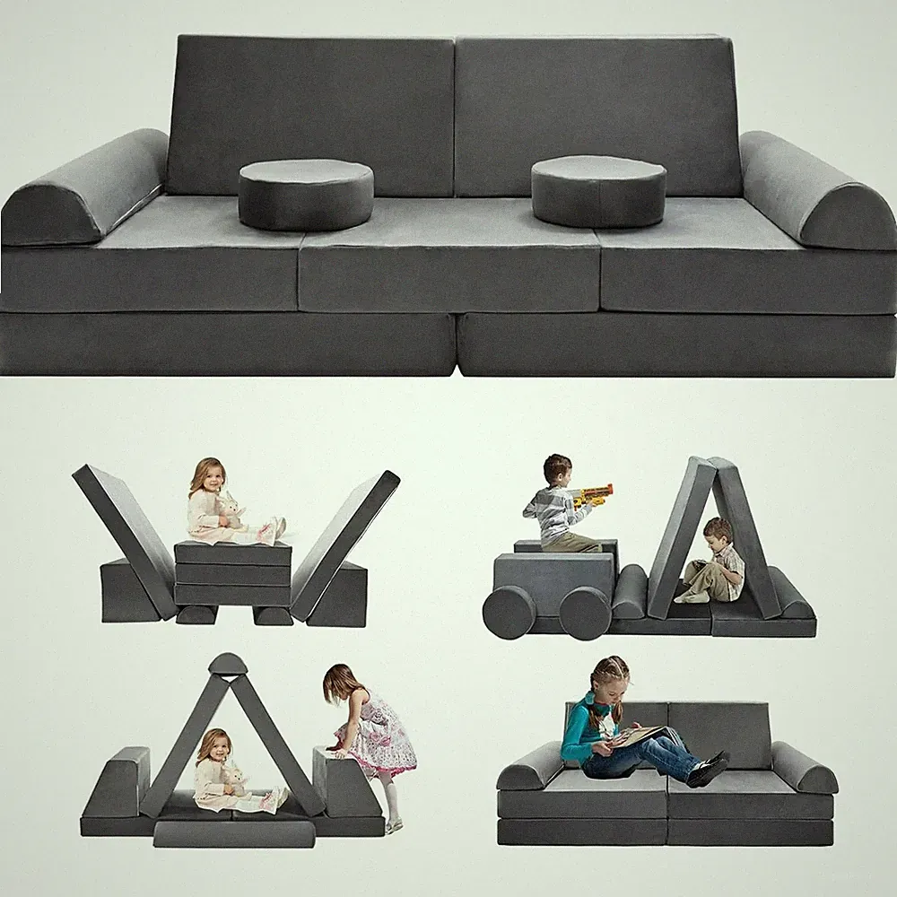 Modular Kids Play Couch Child Sofa Imaginative Furniture Play Set 10 Pcs