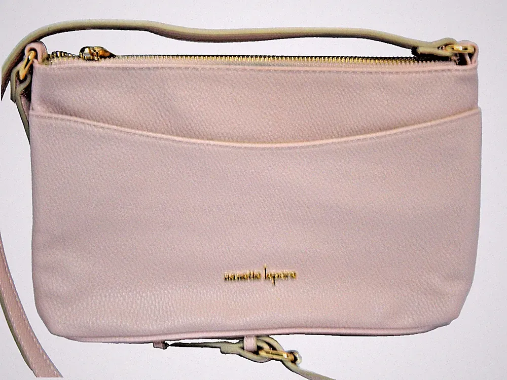 Nanette Lepore pink pebble faux leather small crossbody bag handbag w/gold tone