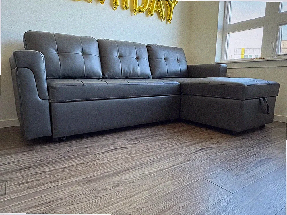 Naomi Home Jenny Sectional Pull Out Sofa Sleeper with Storage Chaise