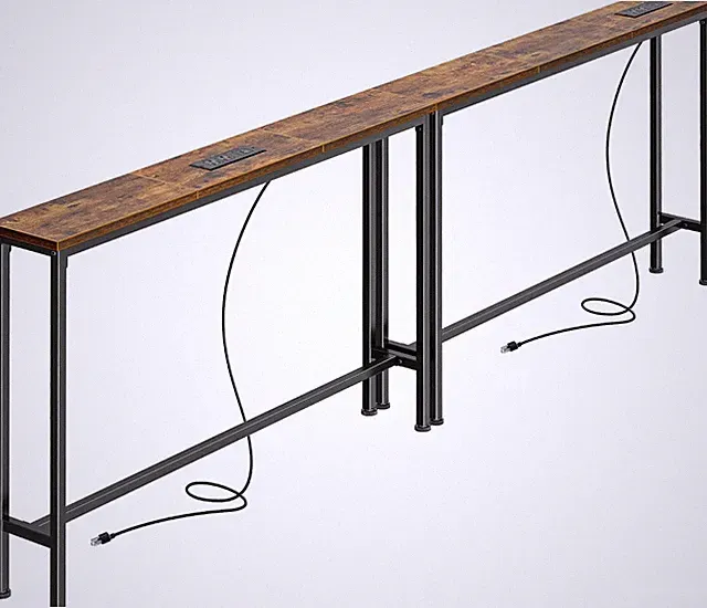 Narrow Behind Couch Console Table with Charging Station for Living Room