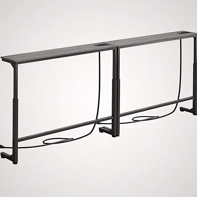 Narrow Sofa Table with Charging Station, 78.8" Behind Couch Table, Adjustable...