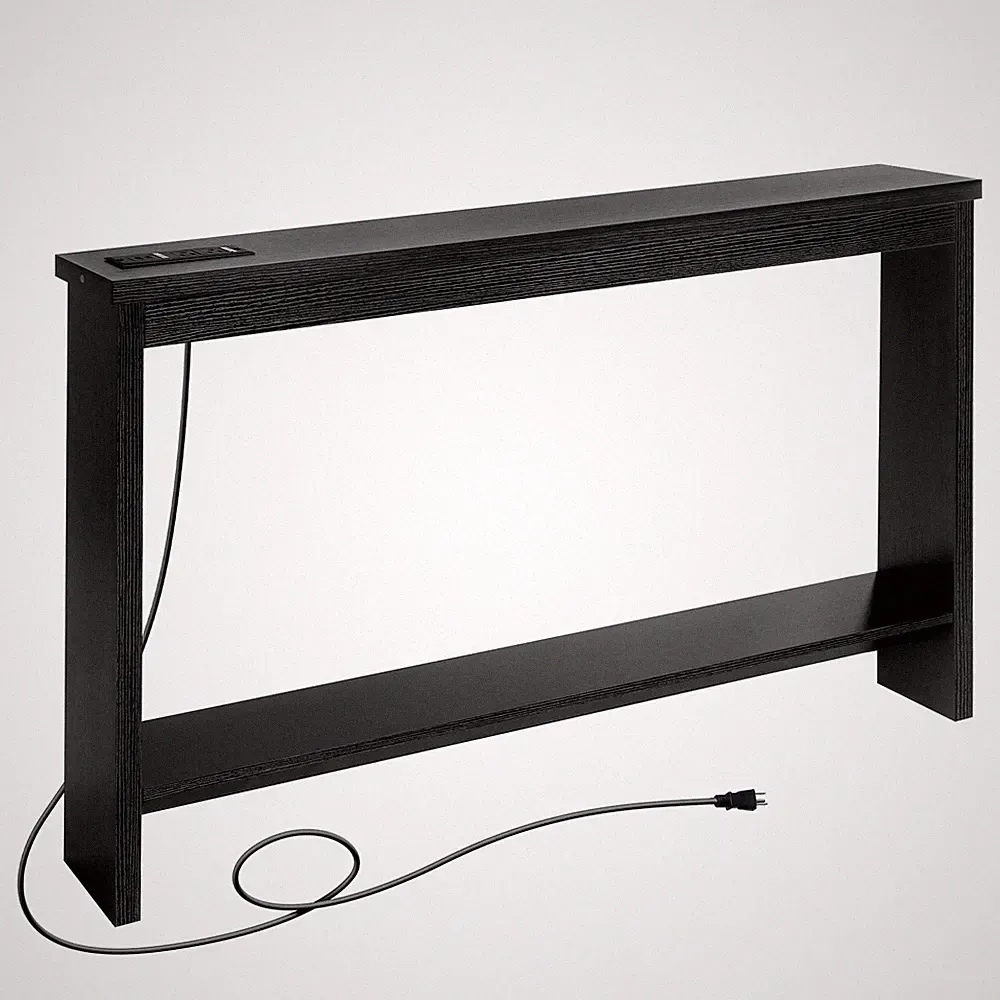 Narrow Sofa Table with Outlet, USB Ports and Charging Station - Skinny Consol...