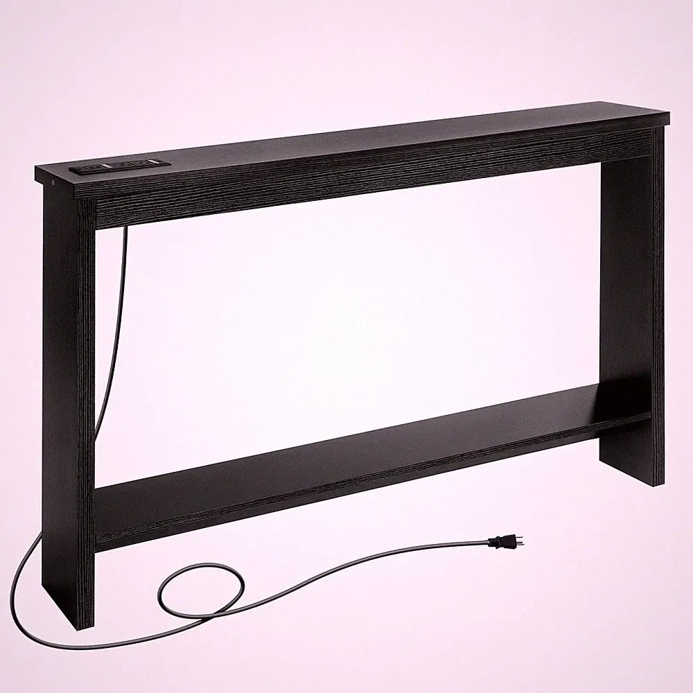 Narrow Sofa Table With Outlet Usb Ports And Charging Station Skinny Console Tabl