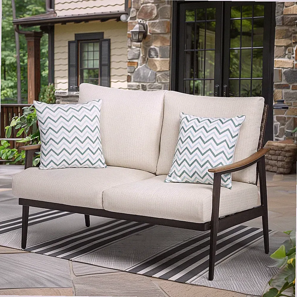 NATURAL EXPRESSIONS Patio Loveseat Sofa Outdoor Furniture Metal Chair with Wicke