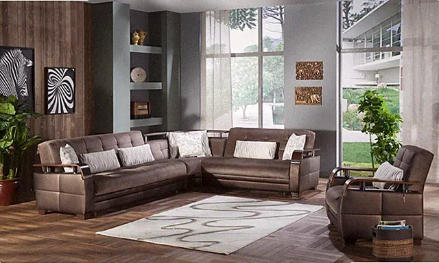 Natural Prestige Brown Sectional Sofa