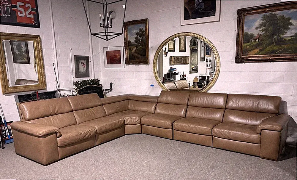 Natuzzi 6 pc Modular Leather Sectional Sofa