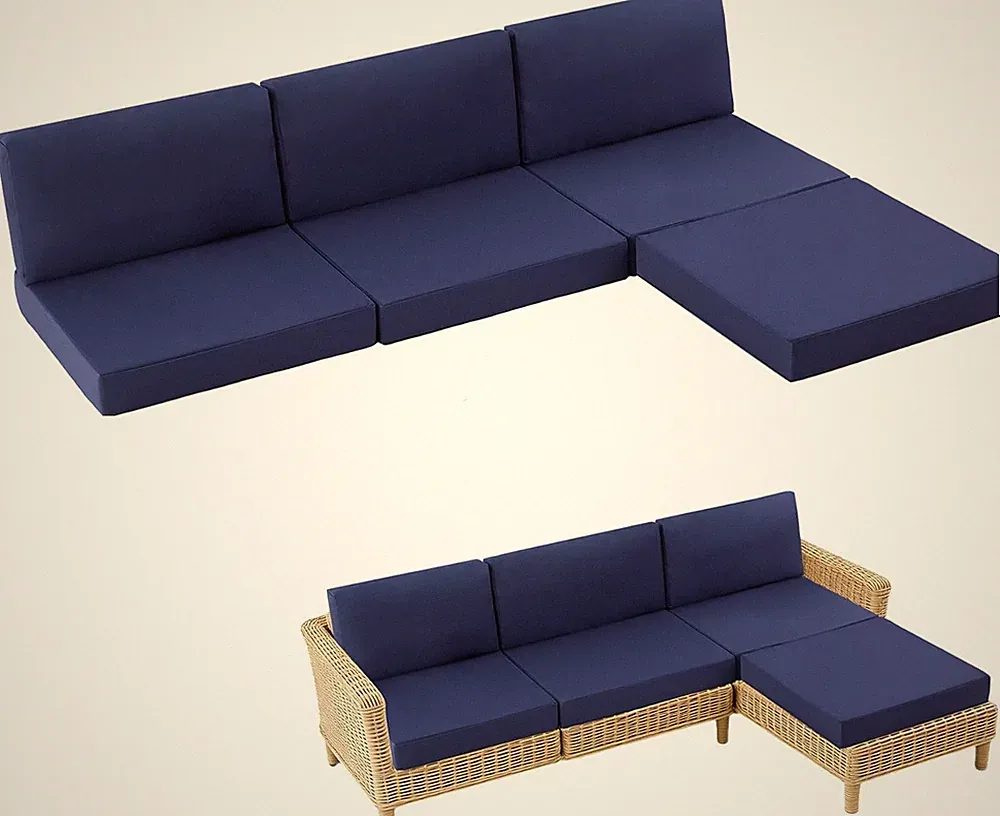 Navy Blue 7-Piece Waterproof Patio Cushion Set for 4-Seat Sectional Sofa