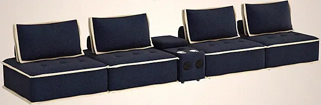 Navy Blue Modular Sofa Sectional with Bluetooth Speakers & USB Cupholders