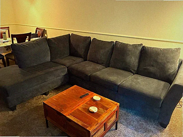 Navy Blue Sectional Sofa Left Chaise Polyester Solid w/ Cushions 118x83