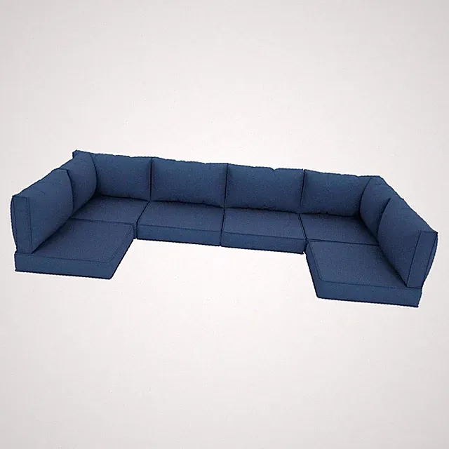 Navy Blue Sectional Sofa Seat Cushions Fade Resistant Polyester Covers for