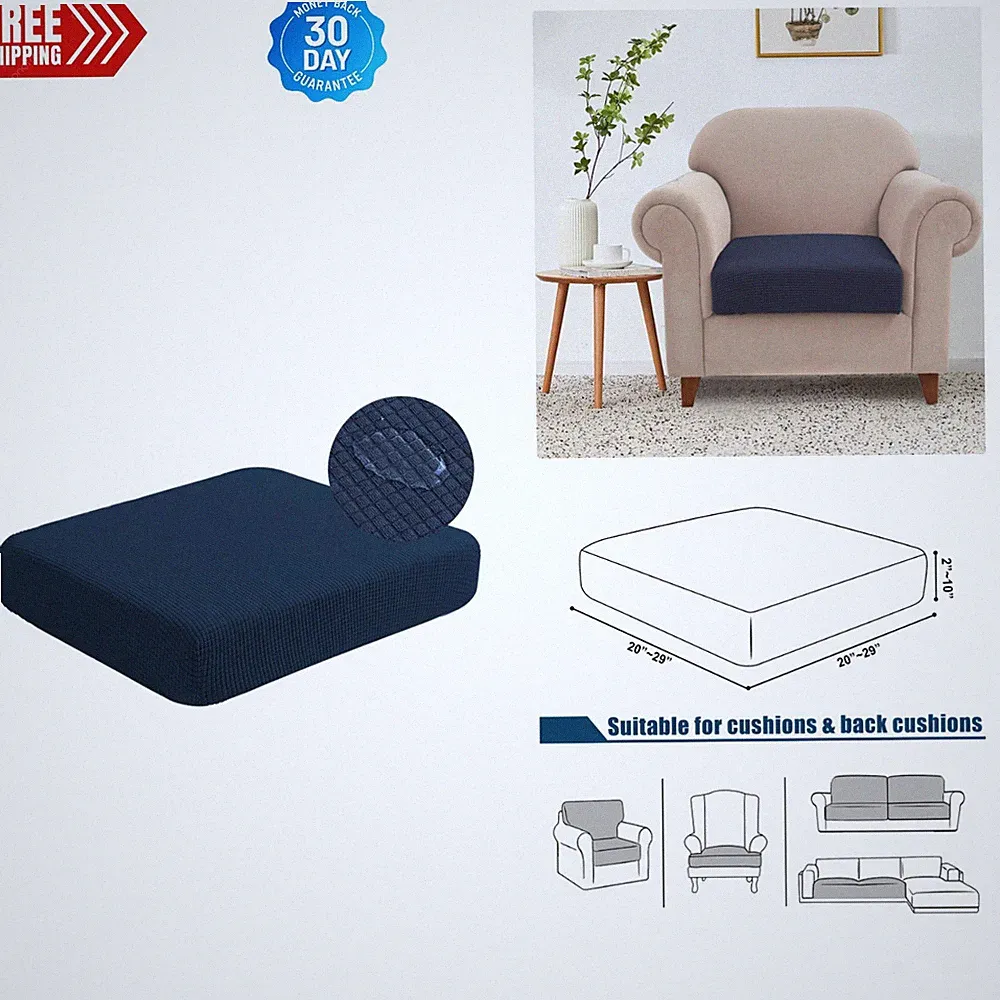 Navy High Stretch Sofa Slipcover for Pet & Kid-Friendly Homes - 29" Dimensions