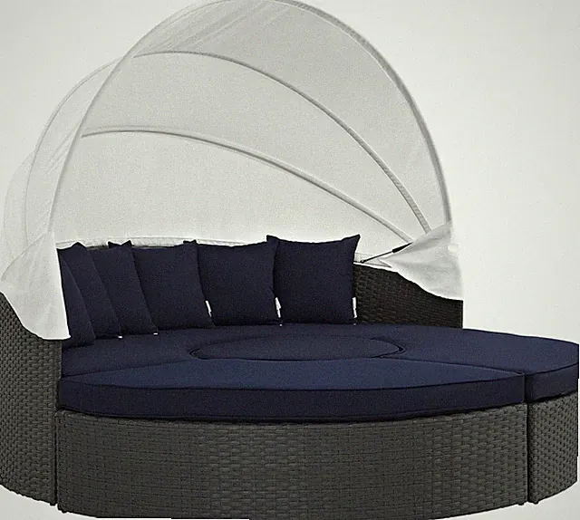 Navy Outdoor Sectional Daybed with Canopy for Ultimate Relaxation