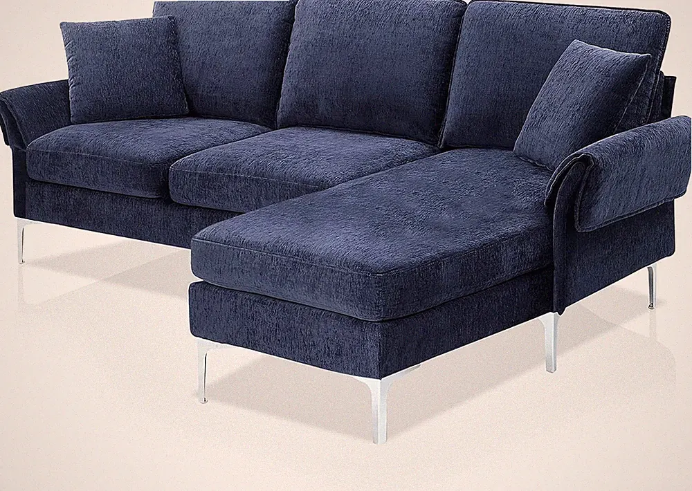 Navy Rena Modular Sectional Sofa - L-Shaped Small Space Chaise