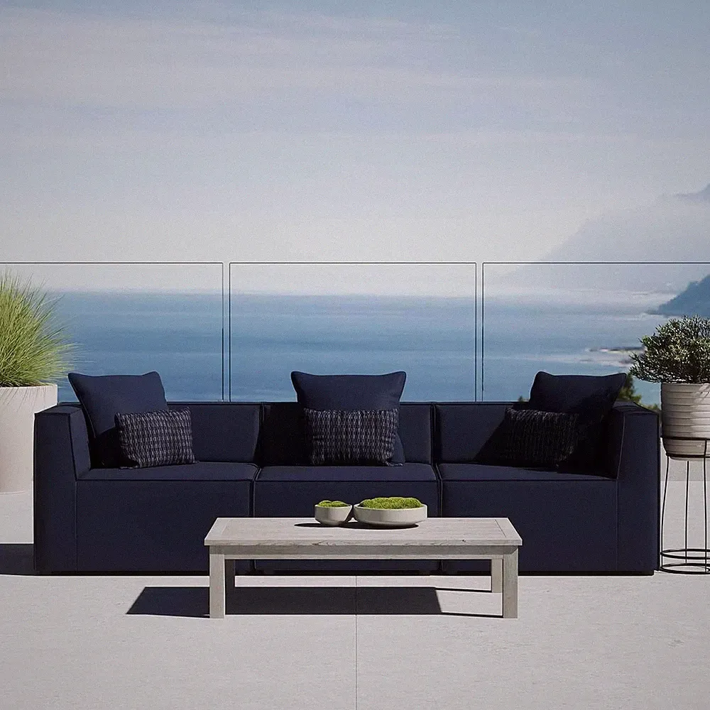 Navy Saybrook 3-Piece Outdoor Sectional Sofa for Ultimate Patio Comfort