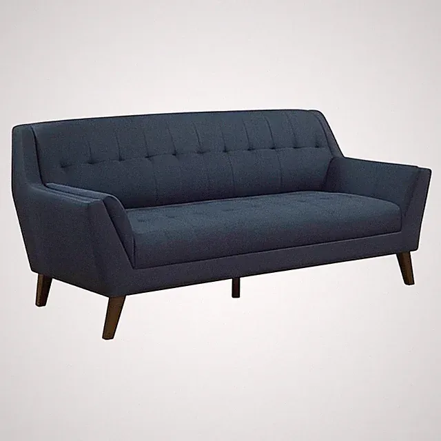 NAVY SOFA COUCH Mid-Century Modern, Tufted, Clean Lines