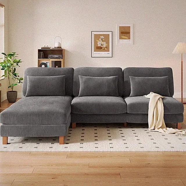 Neche 101" Sectional Sofa for Living Room, L-Shaped Sofa Couch with Corduroy