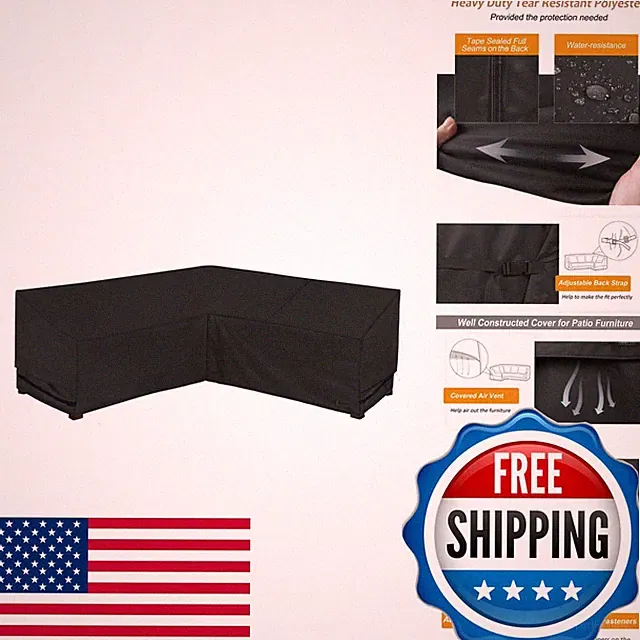 NettyPro Outdoor Sectional Sofa Cover 100 Inch, 600D Heavy Duty Waterproof