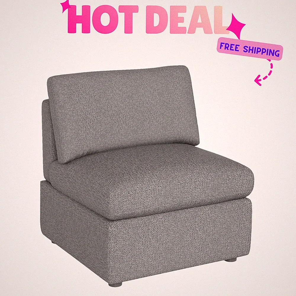 NEW 1-Seat Modular Sectional Sofa Deep Seat Couch Gray for Living Room Home