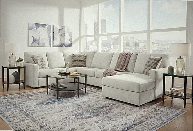 NEW 136" Wide U-Shaped Light Gray Modern Sofa Sectional Plush Fabric & 3 Pillows